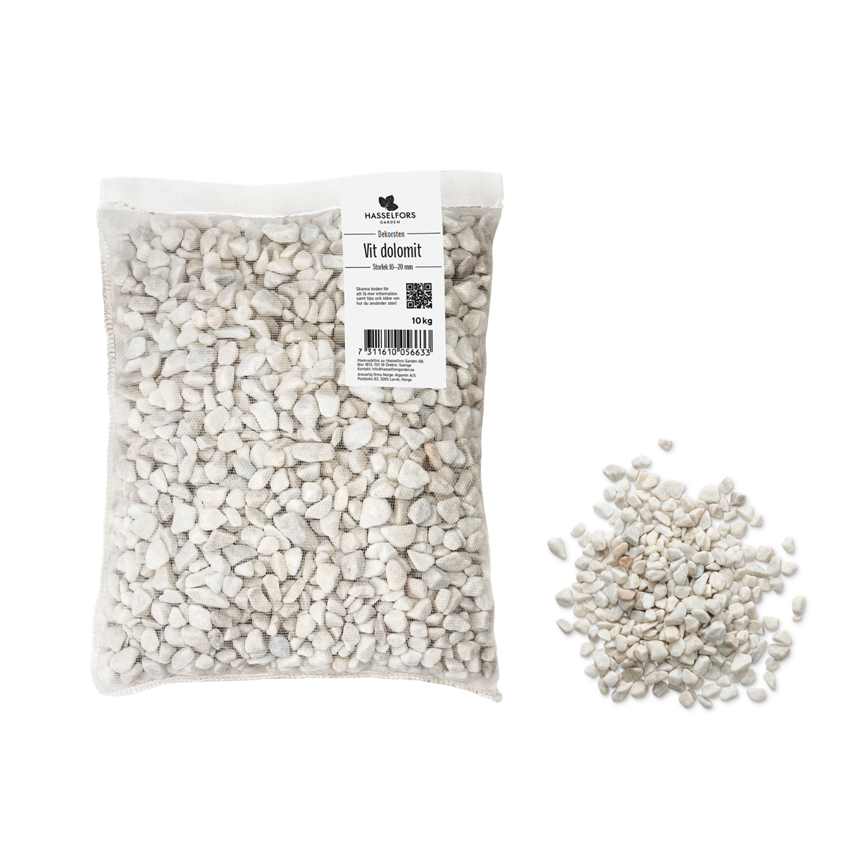 Dekoratiivinen kivi Valkoinen Dolomiitti 25-40mm, 500kg, 50kpl, Puolipaketti