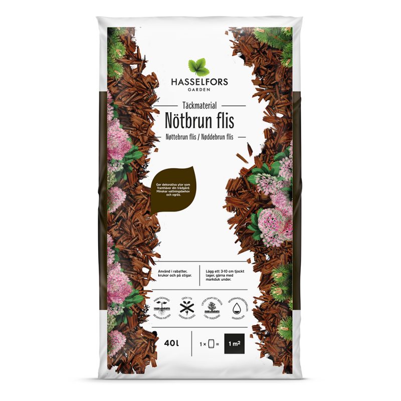 Hasselfors nötbrun flis 40 liter, 45 st, Helpall
