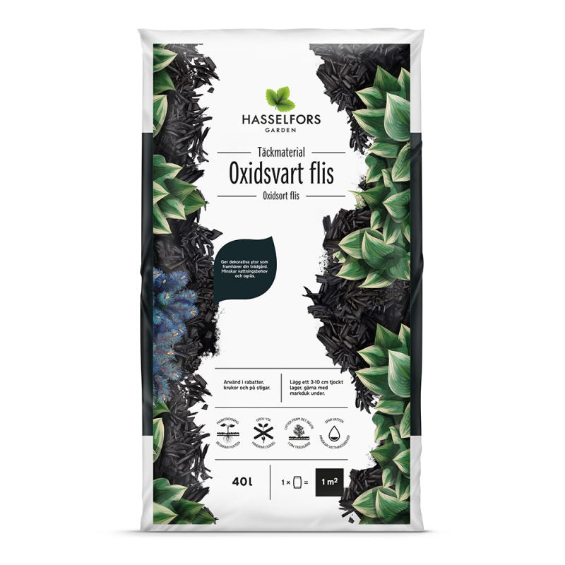 Hasselfors oxidsvart flis, 40 liter, 45 st, Helpall