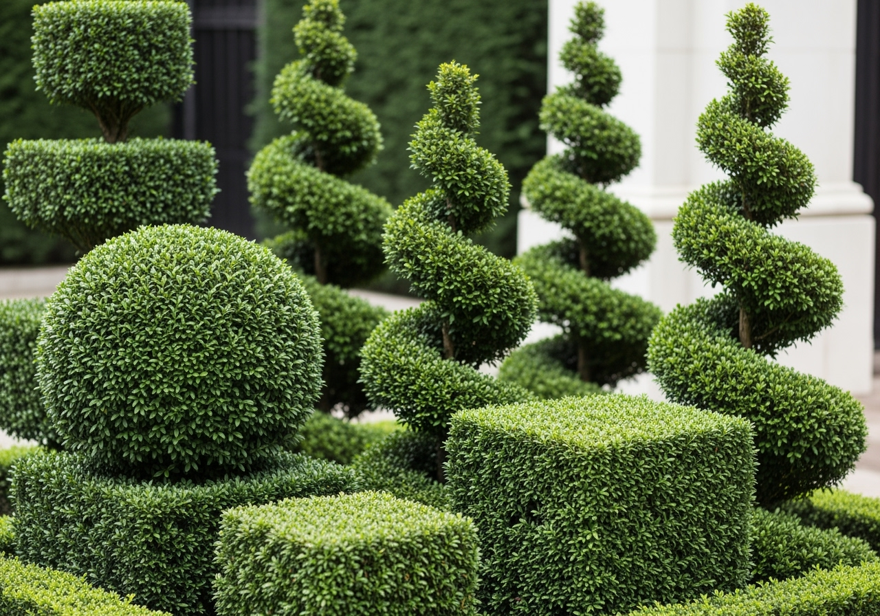 Muotoonleikattuja kasveja