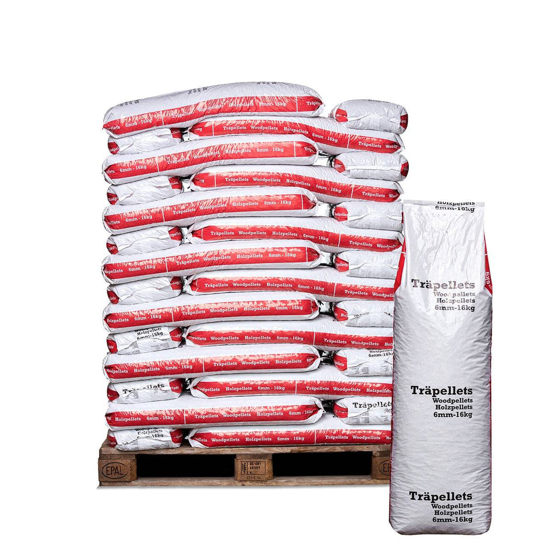 Ruotsalainen pelletti 832kg, 16kg pussit, A1-laatu 6 mm - Ilmainen toimitus