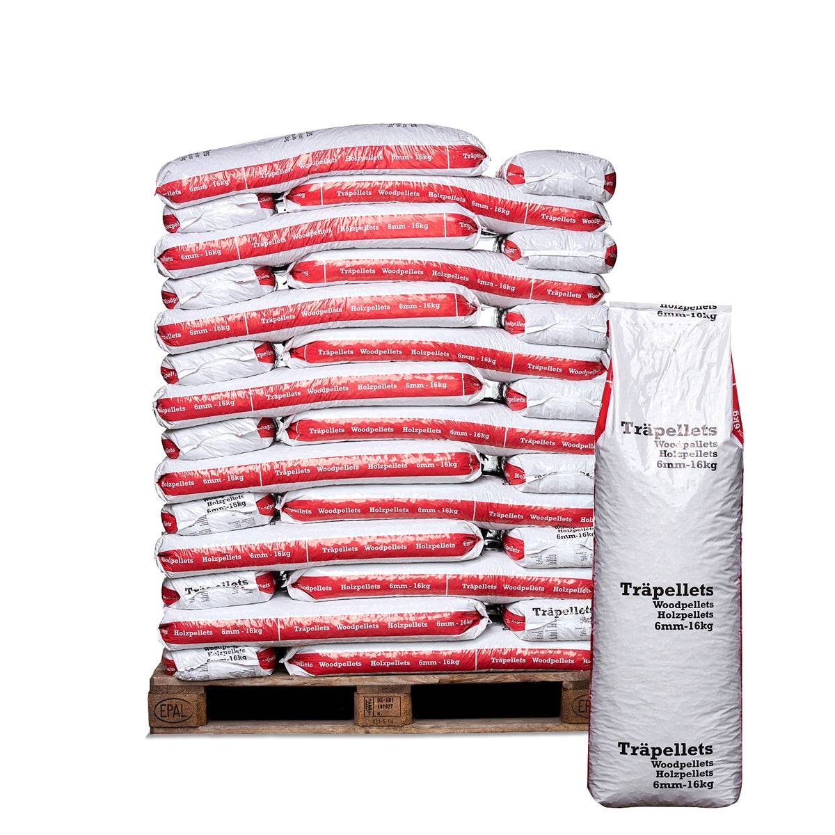 Ruotsalainen pelletti 832kg, 16kg pussit, A1-laatu 6 mm - Ilmainen toimitus