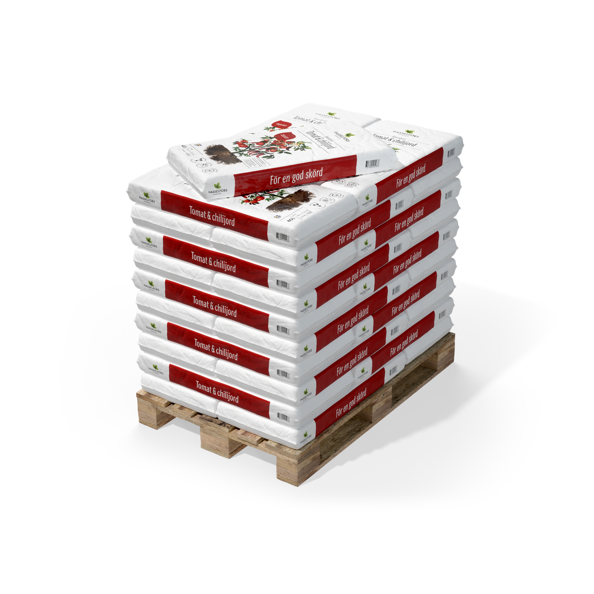 Hasselfors tomaatti- ja chilimaaperä, 40 litraa, 48 kpl, apupino