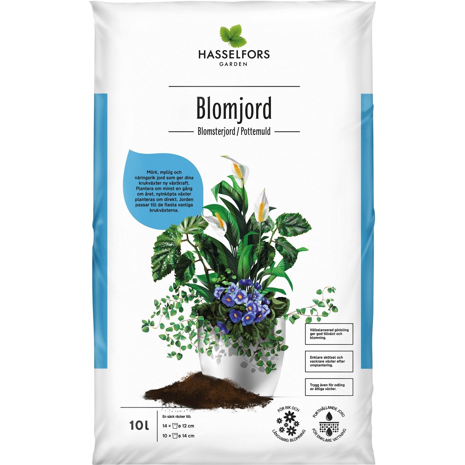 Hasselfors blomjord, 40 liter, 54st, Helpall