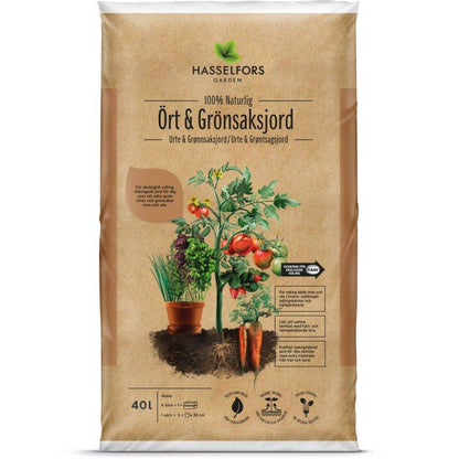 Hasselfors ört &amp; grönsaksjord, 40 liter, 48st, Helpall